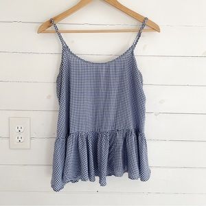 Old Navy Blue Gingham Peplum Swing Tank